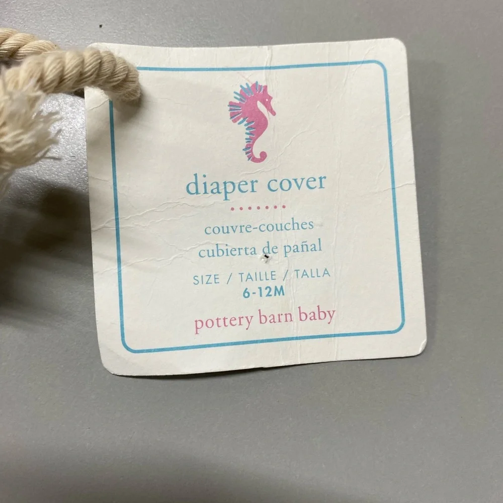 Pottery Barn Pink and White seahorses Print Diaper Covers size 6-12m NWT
